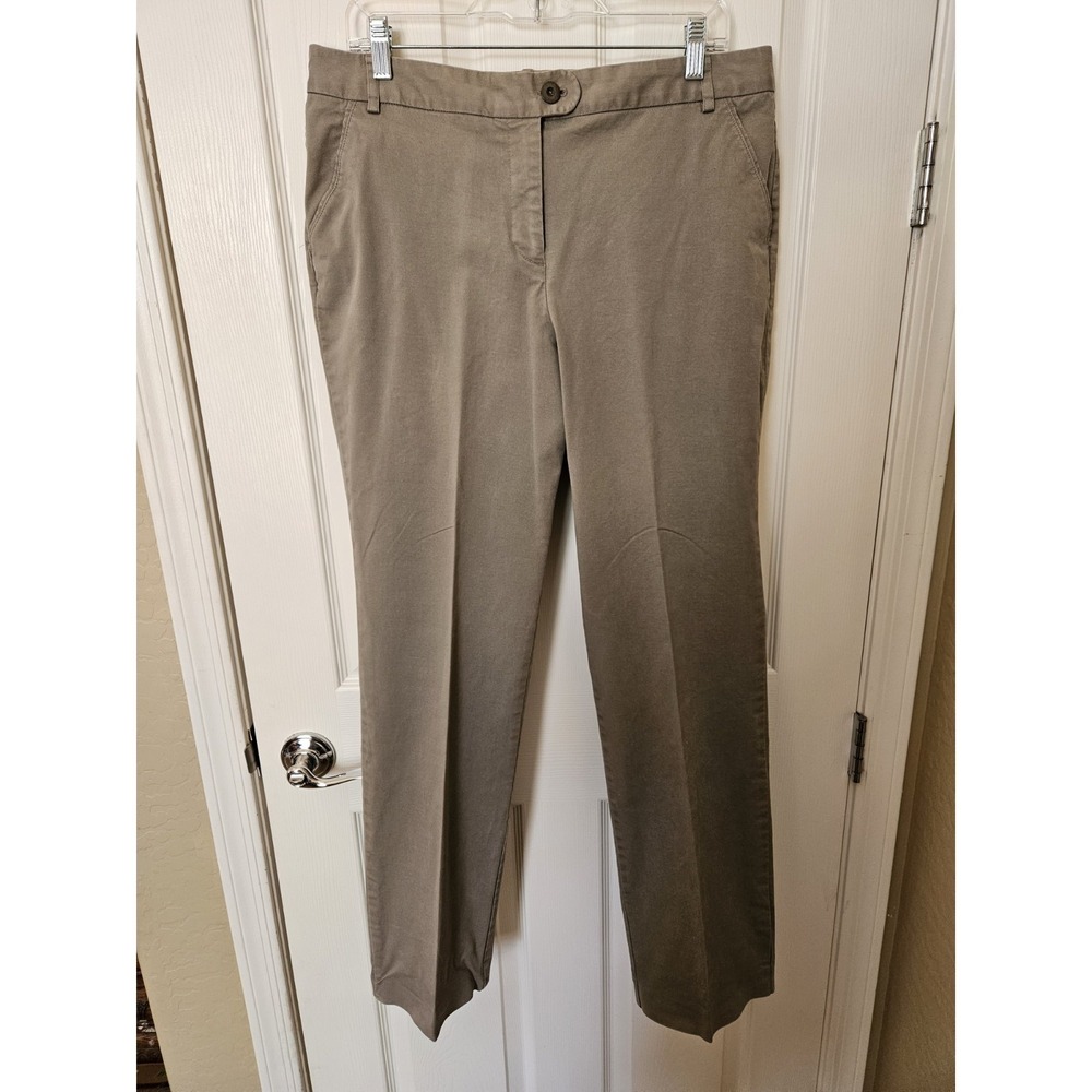 Talbots Stretch Women's Taupe Gray Cotton Blend Dress Pants, Size 14